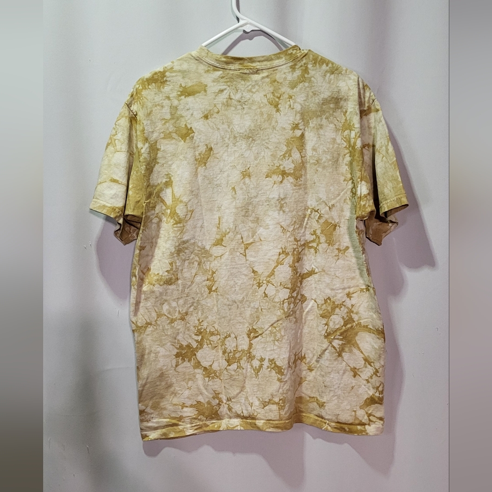 Larry Fanning Men's Yellow/Tan Tie Dye Wolf Graphic Short Sleeve Tee Size Large - Picture 7 of 7